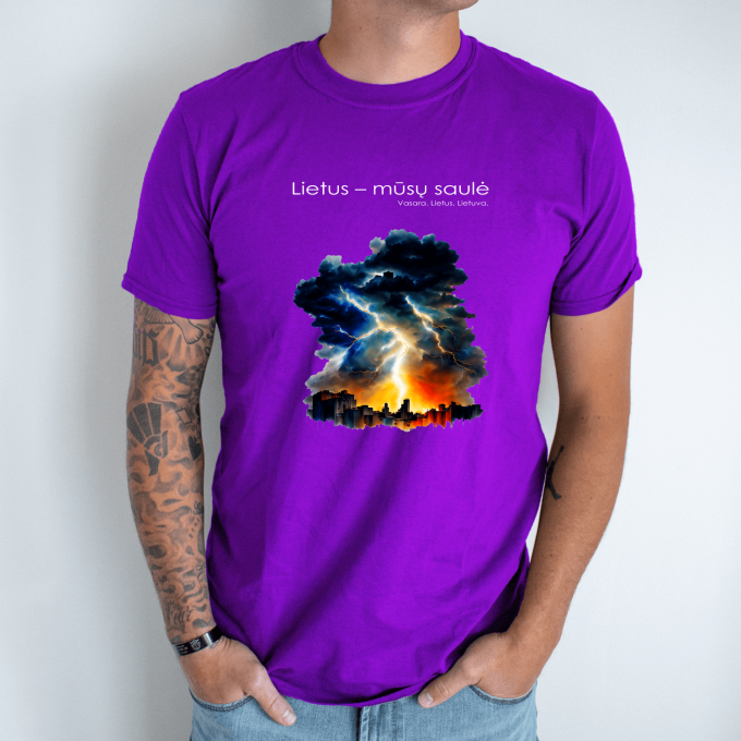 Unisex marškinėliai su spauda „Miesto perkūnija“ - Image 4