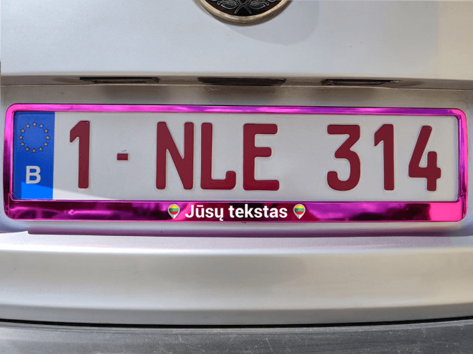 Rožinis numerių rėmelis „Lietuvos lokacija su Jūsų tekstu“