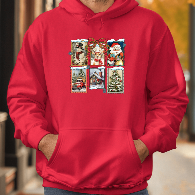 Unisex džemperis su spauda „Šventiniai pašto ženklai“ - Image 4