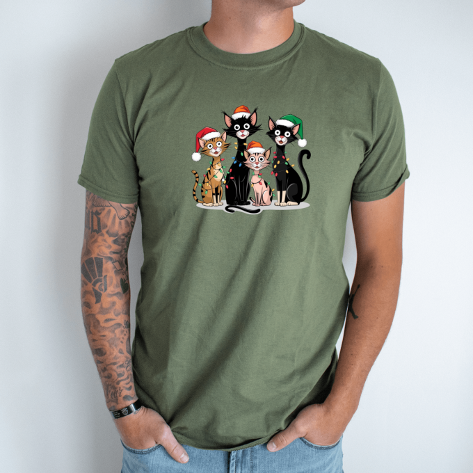 Unisex marškinėliai su spauda „Miau-miau šventės prasideda“ - Image 2