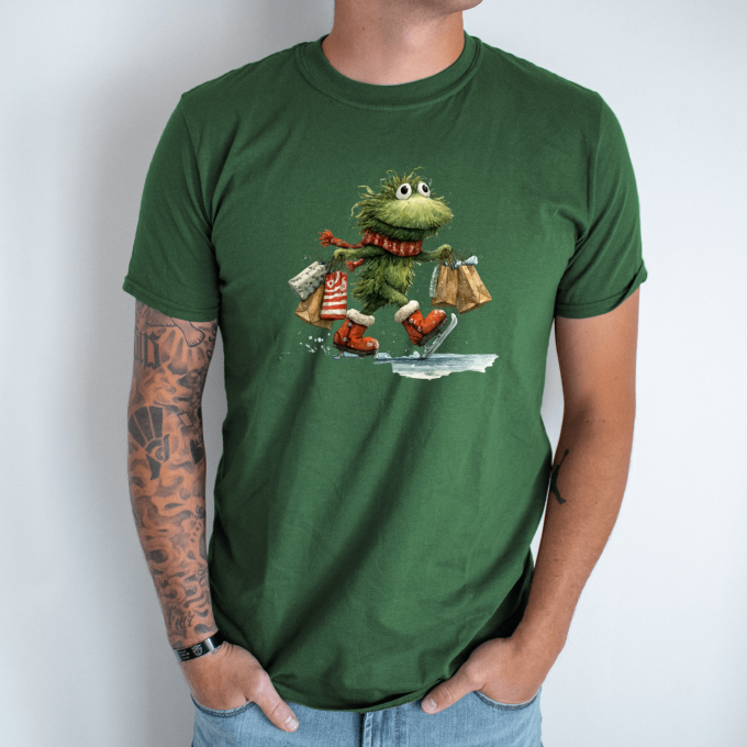 Unisex marškinėliai su spauda „Greitasis Kalėdų pirkėjas“ - Image 4