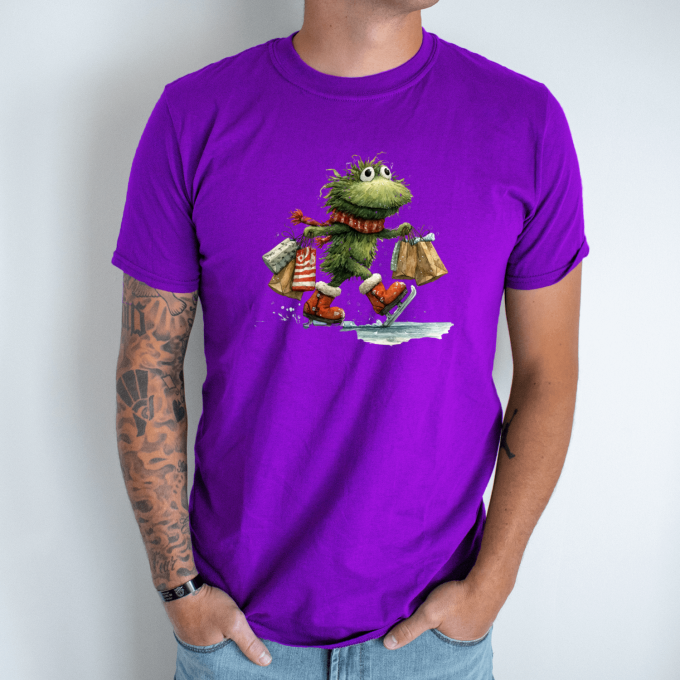 Unisex marškinėliai su spauda „Greitasis Kalėdų pirkėjas“ - Image 3
