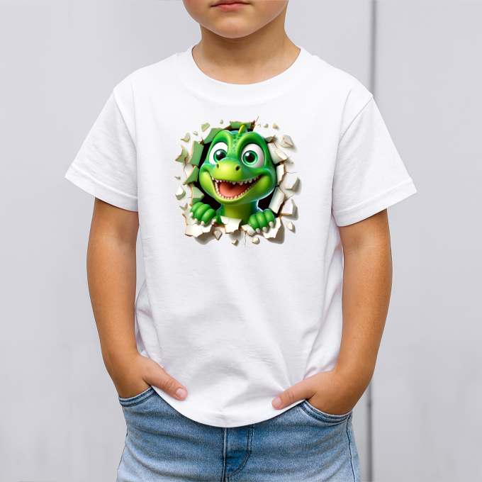 Vaikiški marškinėliai su spauda „Dino Linksmuolis“ - Image 3