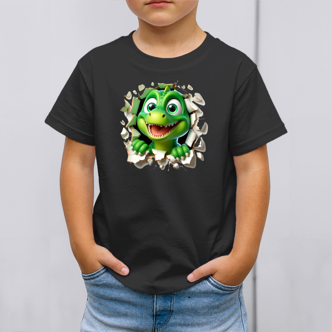 Vaikiški marškinėliai su spauda „Dino Linksmuolis“ - Image 4