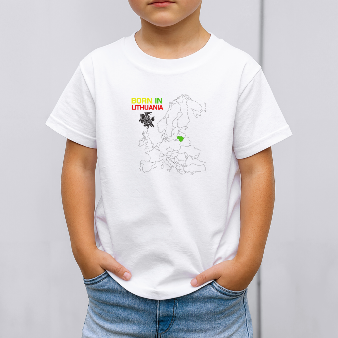 Vaikiški marškinėliai su spauda „Born In Lithuania“ - Image 3