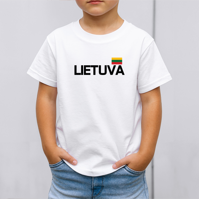 Vaikiški marškinėliai su spauda „Lietuva su vėliava“ - Image 2