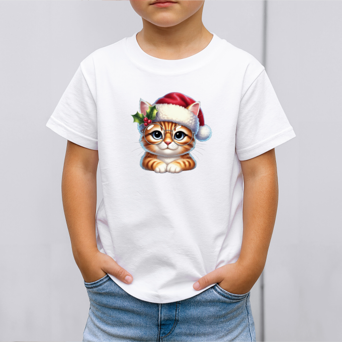 Vaikiški marškinėliai su spauda „Miau moksliukas per Kalėdas“ - Image 2