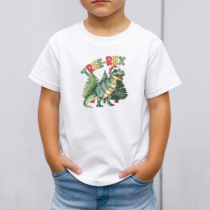 Vaikiški marškinėliai su spauda „Tree-Rex Dino“ - Image 2