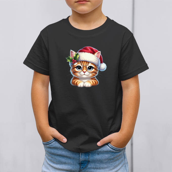 Vaikiški marškinėliai su spauda „Miau moksliukas per Kalėdas“ - Image 4