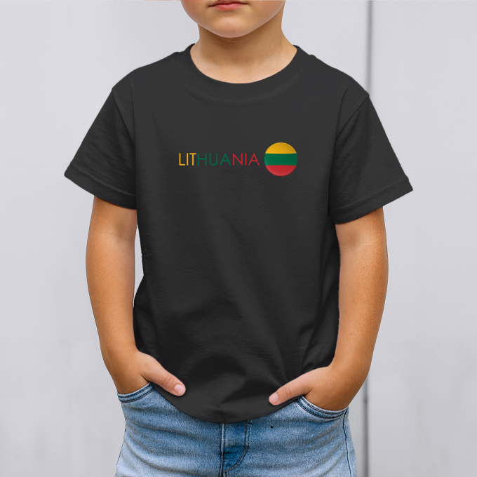 Vaikiški marškinėliai su spauda „Užrašas Lithuania“ - Image 3
