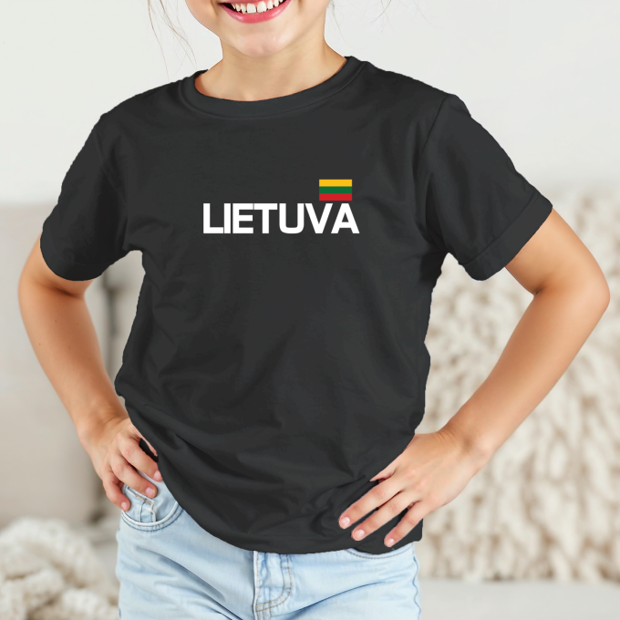 Vaikiški marškinėliai su spauda „Lietuva su vėliava“ - Image 5