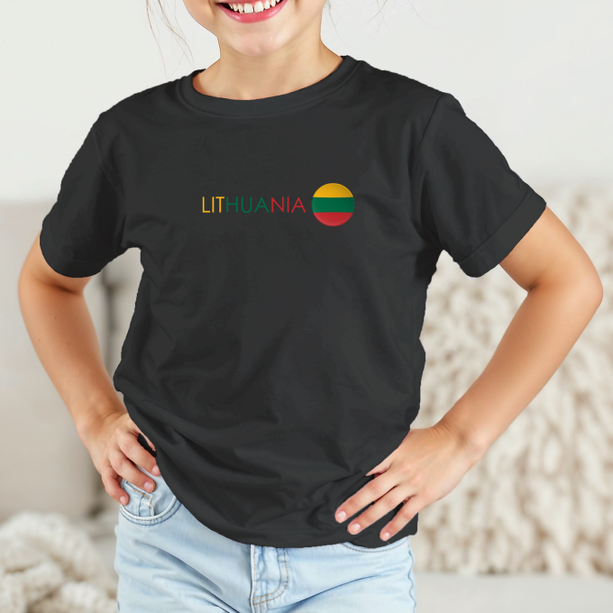 Vaikiški marškinėliai su spauda „Užrašas Lithuania“ - Image 6