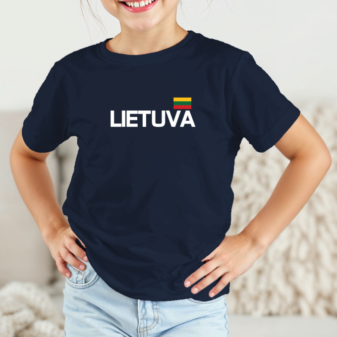 Vaikiški marškinėliai su spauda „Lietuva su vėliava“ - Image 4