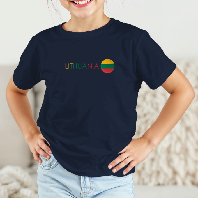 Vaikiški marškinėliai su spauda „Užrašas Lithuania“ - Image 4