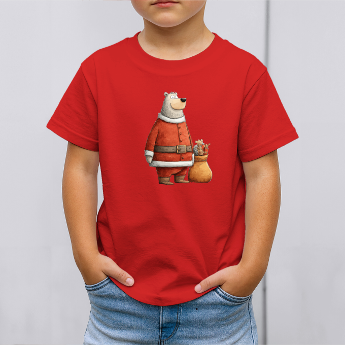 Vaikiški marškinėliai su spauda „Santa meškiukas“ - Image 3