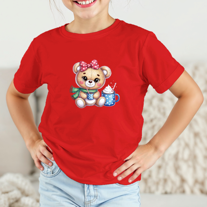 Vaikiški marškinėliai su spauda „Teddy su kakava“ - Image 3
