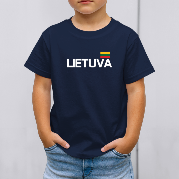 Vaikiški marškinėliai su spauda „Lietuva su vėliava“ - Image 3