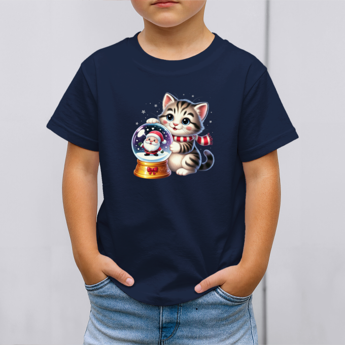 Vaikiški marškinėliai su spauda „Miau ir Kalėdų senelis“ - Image 2