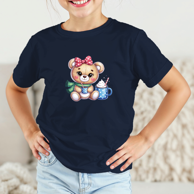 Vaikiški marškinėliai su spauda „Teddy su kakava“ - Image 2