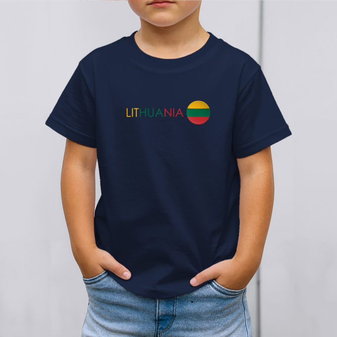 Vaikiški marškinėliai su spauda „Užrašas Lithuania“ - Image 2